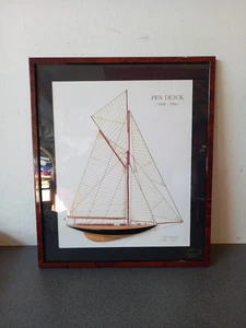 Litho Frame Model Half Hull Boat PEN DUICK 1898-1998 37 Cm X 31 Cm - Picture 1 of 9