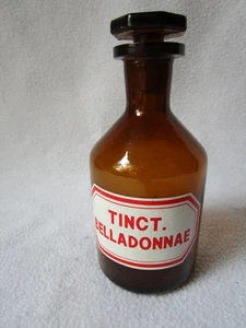 Apothekerflasche mit Schliff-Stopfen Tinct. Belladonnae Separanda Wertheim Glas - Picture 1 of 5