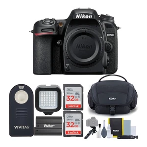 Cuerpo de cámara Nikon D7500 DSLR con dos tarjetas SD de 32 GB y paquete de accesorios - Imagen 1 de 7