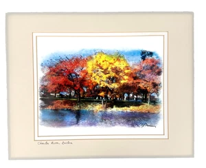 Charles River Boston Fall Scene Limited Edition Prints Hand Signed By Karanxha - Picture 1 of 12
