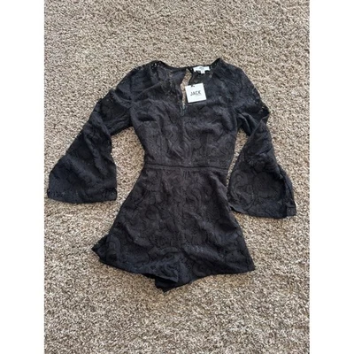 Mameluco JACK by BB Dakota Negro Encaje Manga Campana Cuello en V Talla 0 Nuevo con Etiquetas Foto 1 de 4