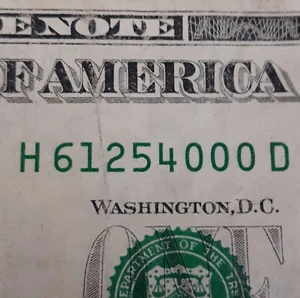 ZIP CODE NOTE 61254 Geneso IL H 61254000 D Fancy Serial Number Series 2009 - Picture 1 of 5