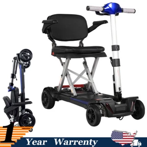 Lightweight Travel Mobility Scooter Foldable 4 Wheels 15.5miles 275 lb Capatity - Picture 1 of 16