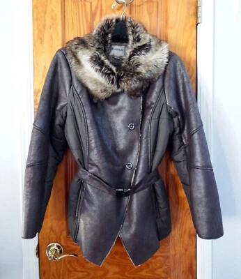 Avenue Faux Leather Fur Shearling Jacket, Size 14/16 - Image 1 of 4