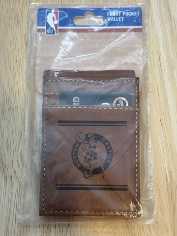 New NBA BOSTON CELTICS  Vegan Brown Leather Wallet Compact Slim Sturdy Cover
