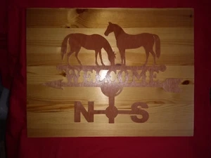 Welcome sign with Horses and weather vane hand made in Cornwall - Picture 1 of 4