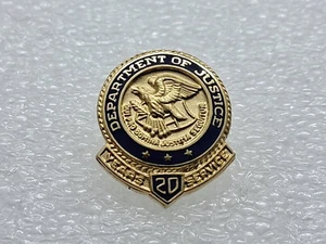 Department Of Justice DOJ 20 Year Service Pin - Bastian 10K Gold Filled - Picture 1 of 5