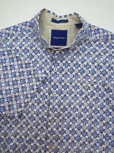 Tommy Bahama Island Modern Fit Seidenmischung Geometrisches Hemd mit Knopfleiste Größe Large - Bild 1 von 10