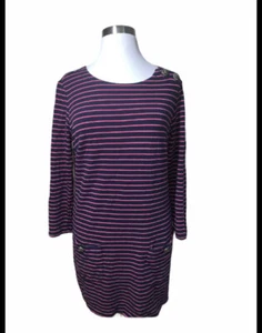 Vestido recto Sail To Sable mediano azul marino rosa a rayas para mujer - Imagen 1 de 11