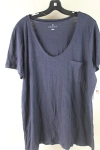 Caslon Women’s Short Sleeve Round Neck Pocket Tee Shirt Navy 2XL - Picture 1 of 4