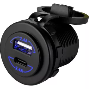 Sea-Dog Round Dual USB & USB-C Power Socket - 60W PD Fast Charging - Picture 1 of 1