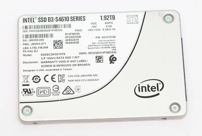 Intel S4610 1.92TB SSD 2.5'' SATA NVMe 6Gb/s Solid State Drive SSDSC2KG019T801 - Image 1 of 3