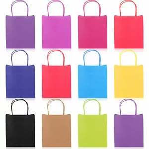 Gift Bags Kraft Paper Carrier Present Handles Wedding Birthday Bag 21cm x 15cm - Picture 1 of 14