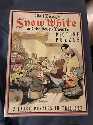 1938 Walt Disney's Snow White & The Seven Dwarfs 2 Large Puzzles In Box! - Image 1 of 4