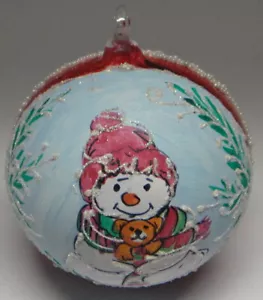 Peter Priess Christmas Handpainted Blown Glass Christmas Snowman - Picture 1 of 1