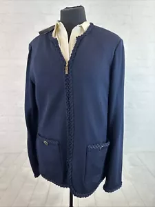 New ST. JOHN Women's Sweater Size 14 Navy Blue Wool Zipper NWT $1,595 - Picture 1 of 15