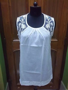 M L XL HANDARBEIT 100 % BAUMWOLLE ETHNISCH CHIKAN STICKEREI TOP KURTA KURTI TUNIKA SHIRT - Bild 1 von 9