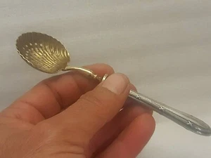 Jugendstil Löffelsieb Silbergriff goldenes Sieb  - Bild 1 von 7