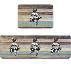 Farmhouse Kitchen Rugs and Mats 2 PCS Set, Cute Cattle Kitchen Rugs and Mats