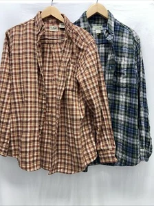 2 L L BEAN Men’s Button Down Flannel Shirts Size Medium Cotton - Picture 1 of 11