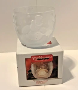 Celebrations Frosted Crystal Snowman Votive Holder Merry Christmas Boxed - Picture 1 of 2