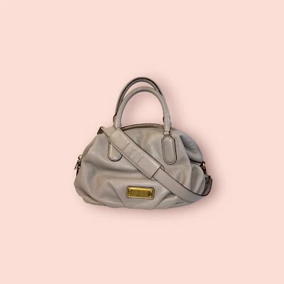 MARC JACOBS Classic Q Fran Luxury Designer Gray Leather Shoulder Tote Bag Purse - Image 1 of 4
