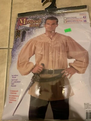 Camisa Medieval Marrón para Foro de Disfraces NUEVA en Embalaje al por menor Adulto Foto 1 de 2