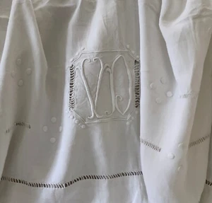Vintage French Linen Trousseau Sheet Monogram VD 80 X 115 From France - Picture 1 of 8