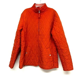 Giacca Cappotto Lands End Trapuntata Piena Zip Finta Collo Arancione Donna M (10-12) Tasche - Foto 1 di 14