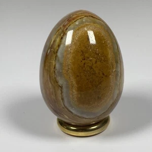 Vtg  Brown Rust Orange Banded Calcite Aragonite Polished Stone Decorative Egg - Picture 1 of 6