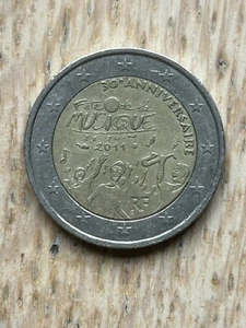 Pièce Monnaie 2 Euros Commémorative France 2011 Anniversaire Fête De La Musique - Imagen 1 de 4