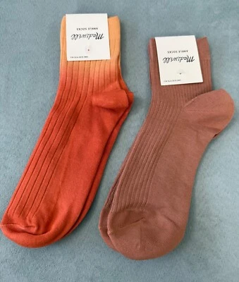 NUEVO 2 PARES Calcetines al Tobillo Madewell Mujer Semi Transparente Cálido Arena y Ombre Naranja Foto 1 de 3