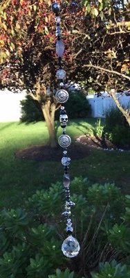 Hematita Hematita Ojo de Gato Piedra Calavera Atrapasol/Prismas Hecho a Mano con Elementos Swarovski EE. UU. Foto 1 de 3