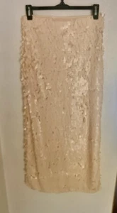 NWT H&M Sequined High-waisted Midi Skirt Cream White size Small - Picture 1 of 4