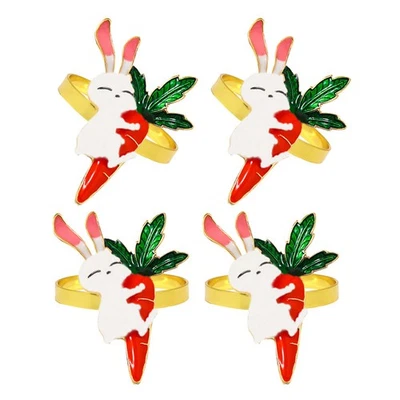 4 pezzi - anello tovagliolo, coniglietto pasquale, anello tovagliolo carota, - Immagine 1 di 4