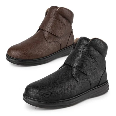 Herren Stiefel Mikrofaser Leder Stiefeletten gefütterte Winter Freizeitschuhe - Bild 1 von 4