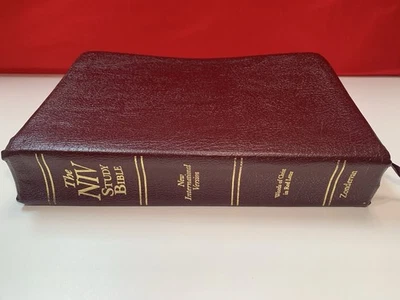 1995 The NIV Study Bible 10th Anniversary Burgundy Red Letter Bonded Leather Ed Foto 1 de 4