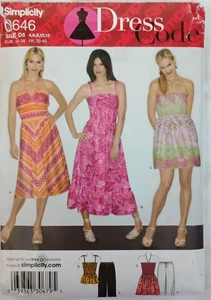 Simplicity 0646 Dress-Halter, Strap, Top Capris Sz 4,6,8,10,12 Uncut Sew Pattern - Picture 1 of 5