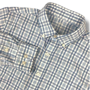 SOUTHERN TIDE Youth Boys Performance Long Sleeve Button Shirt Large Blue Plaid - Picture 1 of 12