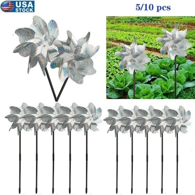 lot Bird Blinder Reflective Pinwheels Wind Spinner Birds Deterrent Garden Decor - Image 1 of 4