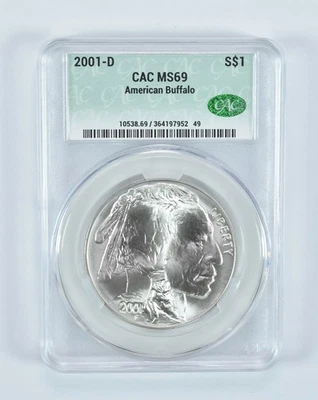 2001-D Buffalo Commemorative Silver Dollar MS69 CAC CACg *9747 - Image 1 of 4