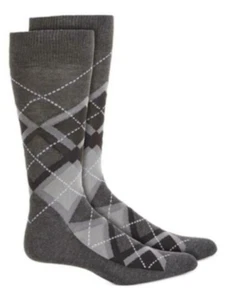 ALFANI Gray Argyle Nylon Dress Crew Socks 10-13 - Picture 1 of 3