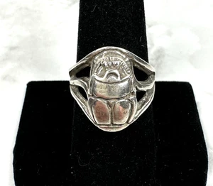 Sterling Silver Men's Scarab Ring - Vintage - Size 8.5 - Picture 1 of 4