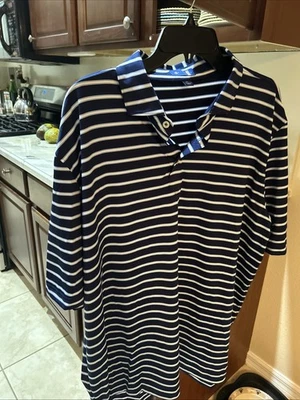 Мужские поло для гольфа размер XL стежок темно-синий и белый в полоску - Изображение 1 из 4