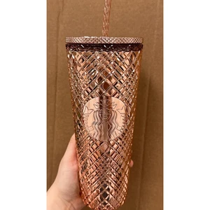 Starbucks 2023 Winter Holiday Jeweled 24oz Tumbler Cold Cup - Rose Gold NWT - Picture 1 of 3