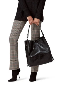 Bolso de Mano AllSaints Polly Croc Cuero Negro Norte Sur con Bolsa de Cuero - Imagen 1 de 24