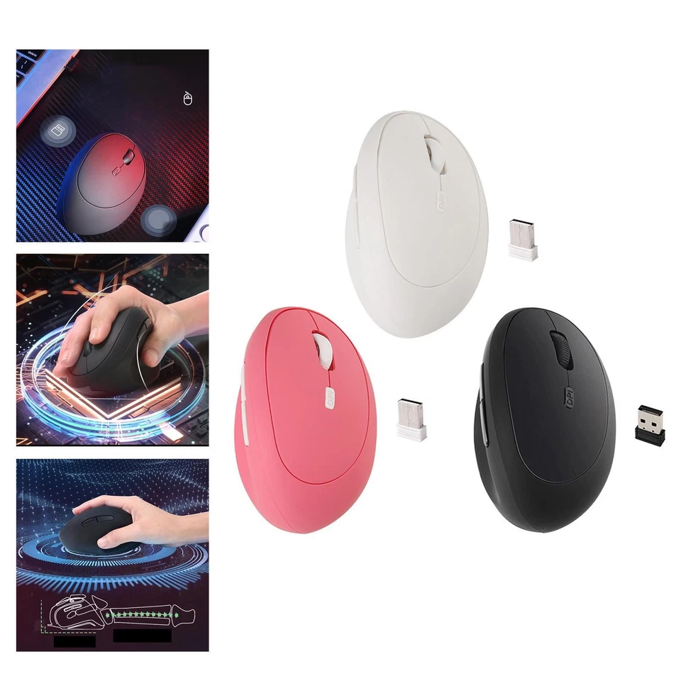 Vertical Mouse with Side Buttons 2.4GHz Right Hand 1600DPI DPI Adjustable - Image 1 of 1