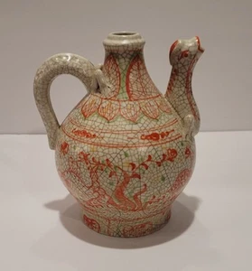 Chinese Celadon Crackle Wine Warming Pot Qing Dynasty Style RARE Vintage - Picture 1 of 7