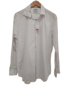 T.M.LEWIN Men's UK Size XL White/Navy Spotty Print Slim Fit Shirt Pre - Loved - Picture 1 of 9