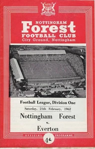 NOTTINGHAM FOREST V EVERTON ~ 24 DE FEBRERO DE 1962 ~ FIRMADO POR JOHNNY QUIGLEY - Imagen 1 de 3